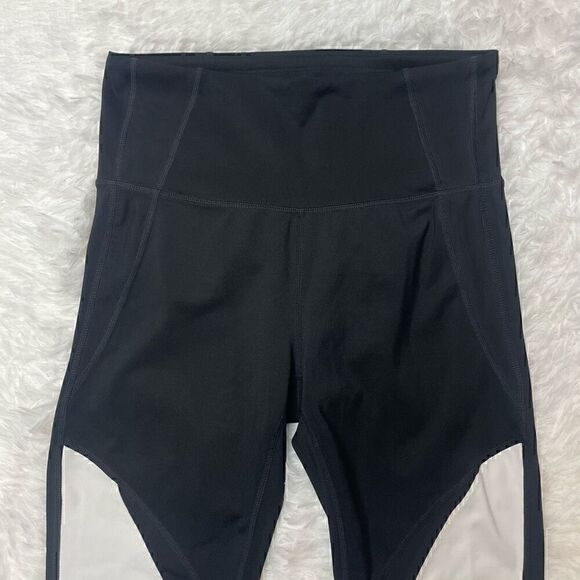 Athleta Precision Leggings High Rise Black White Mesh Compression Sz Small Tall - Picture 2 of 12